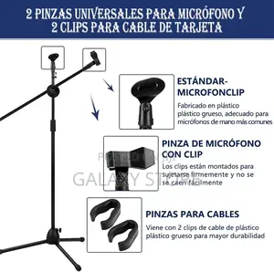Tripod Microphone Stand With Two Clips for Microphones