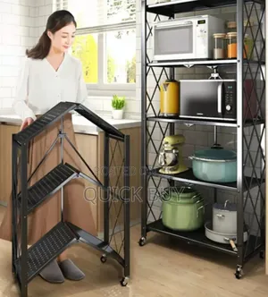 Heavy Duty 5 Tier Foldable Storage Shelf Rack With Wheels
