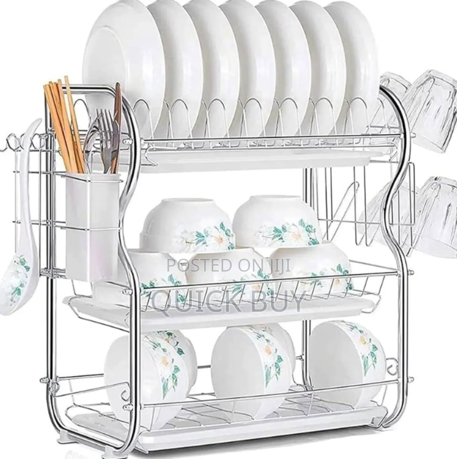Smart Stainless 3 Tier Dish Drainer Rack With Anti-Slip Pads