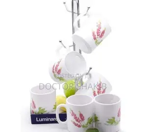 Luminary Pink Flower Tea Coffee Cups-White