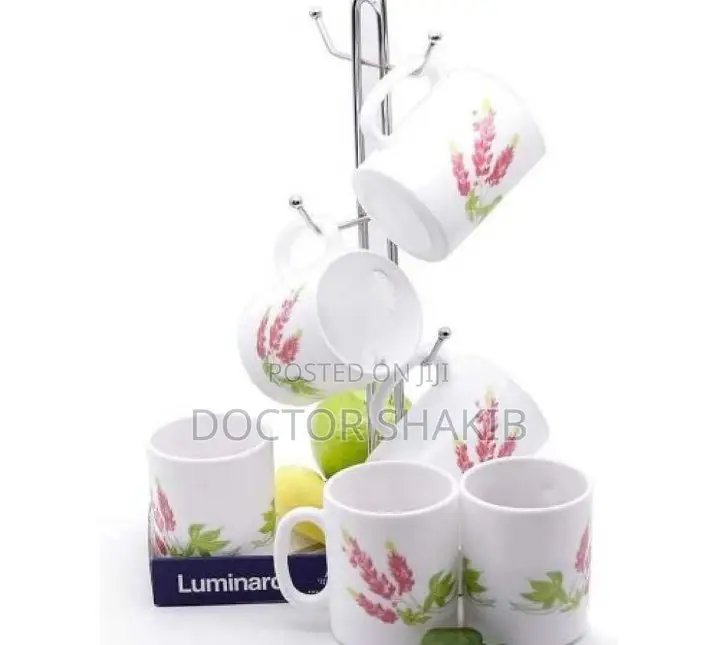 Luminary Pink Flower Tea Coffee Cups-White