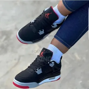 Ladies Sneakers. Air Jordan 4 Retro Black Red