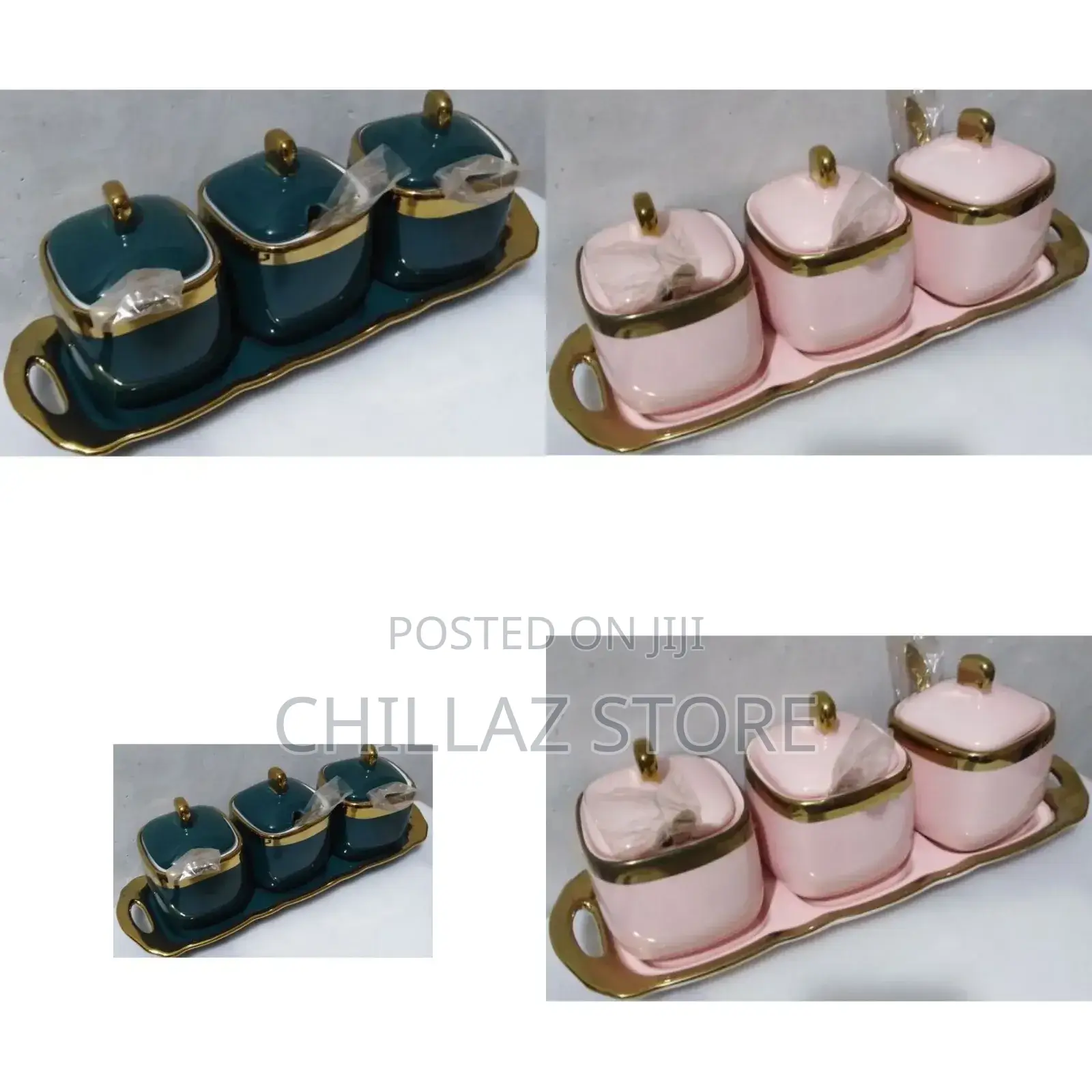 3 PCS Ceramic Sugar Bowl Set