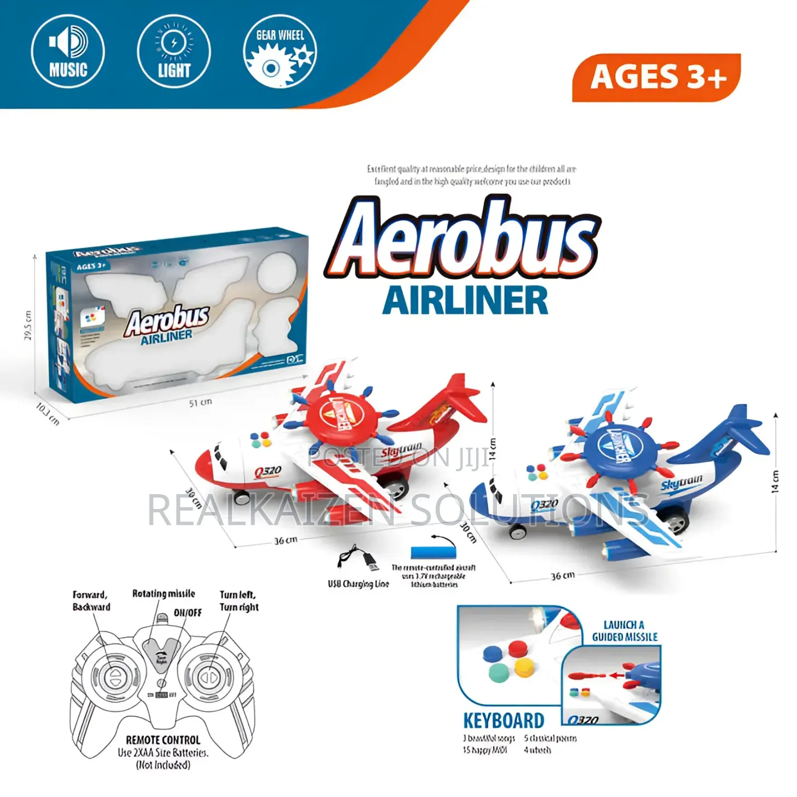 Children Remote Control Aerobus Airliner Light Music Plane