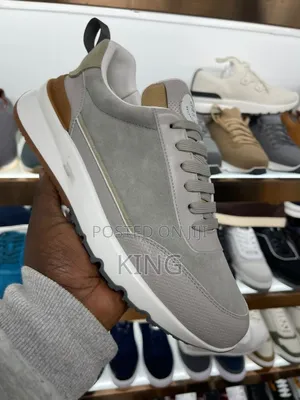 BRUNELLO Cucinelli Gray Leather Sneakers With Perforations