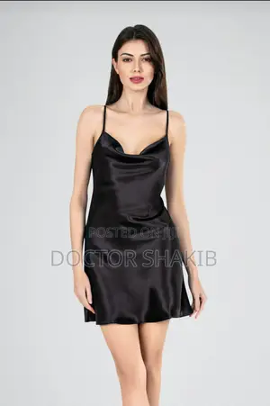 Draped Neck Satin Cami Dress