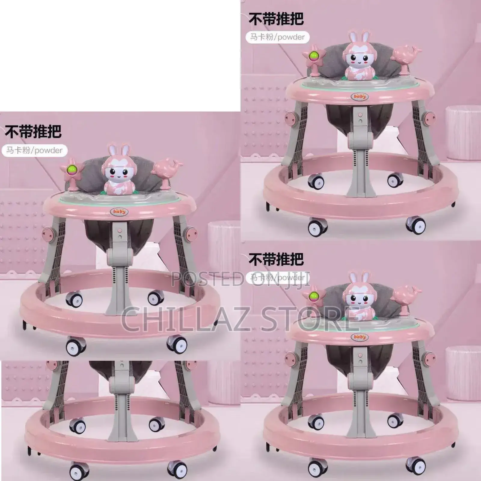 Round Pink Teddy Baby Walker