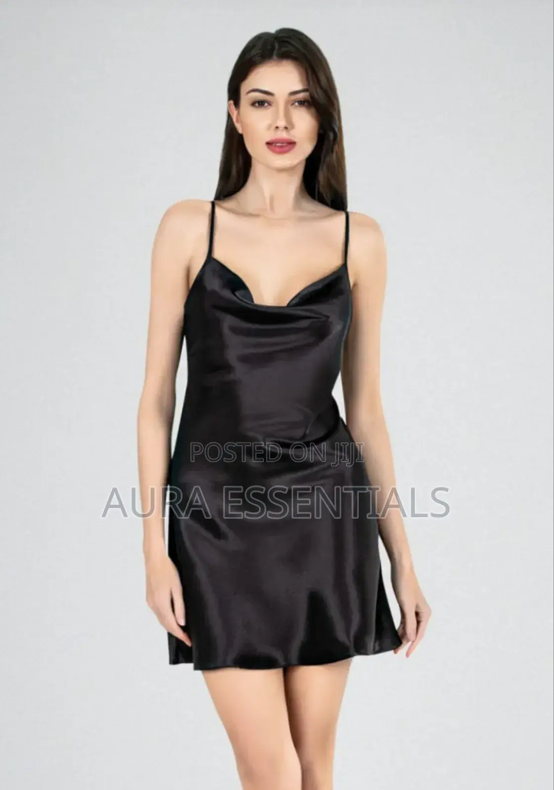 Draped Neck Satin Cami Dress