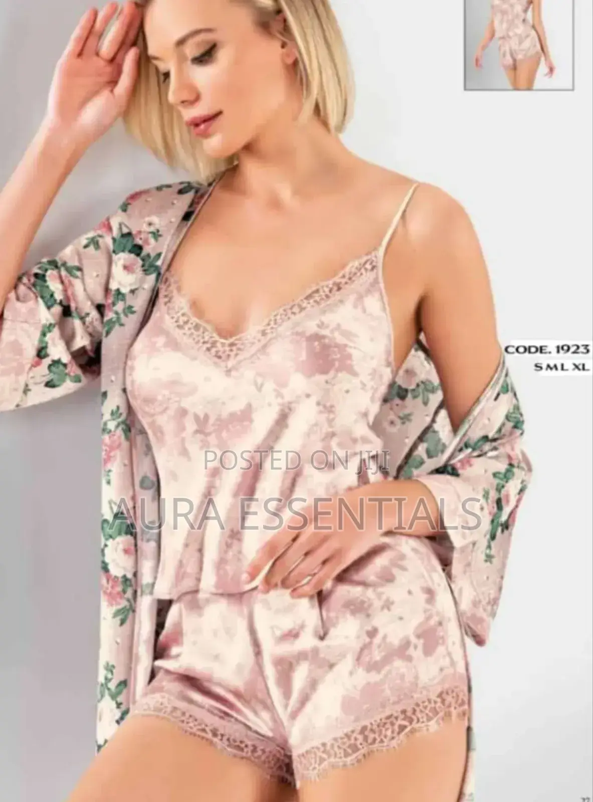 3 Pieces Shorts Set Patterned Sleep Wear