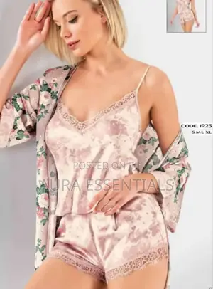 3 Pieces Shorts Set Patterned Sleep Wear