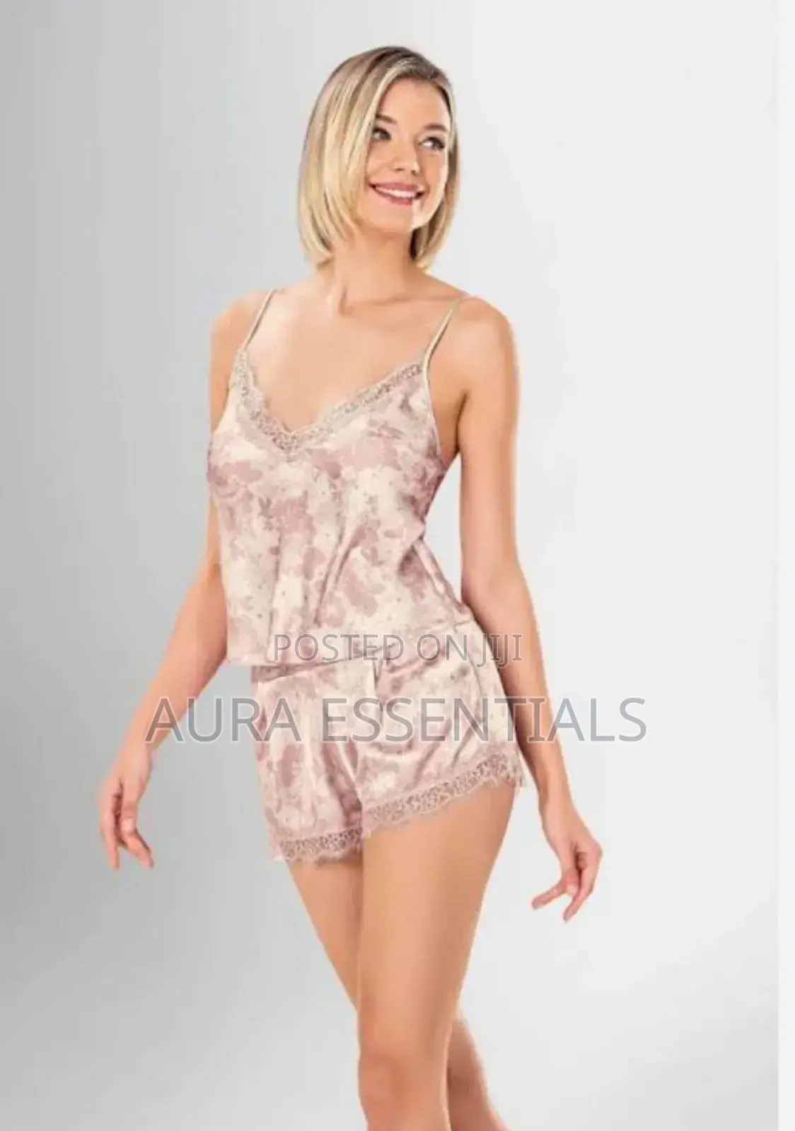 3 Pieces Shorts Set Patterned Sleep Wear