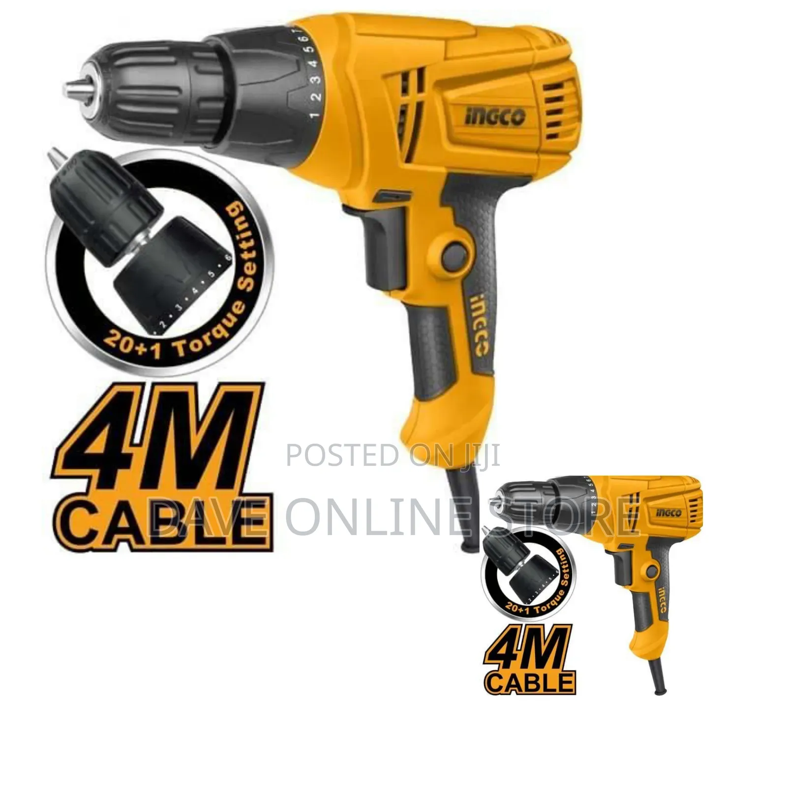 INGCO Electric Drill Voltage: 220-240v~50/60hz - Black