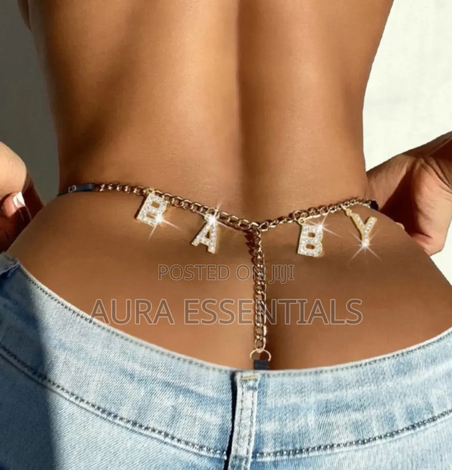 Rhinestone Letters Pendant Thong Panties