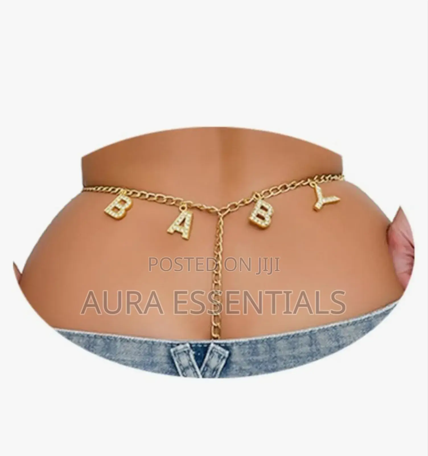 Rhinestone Letters Pendant Thong Panties