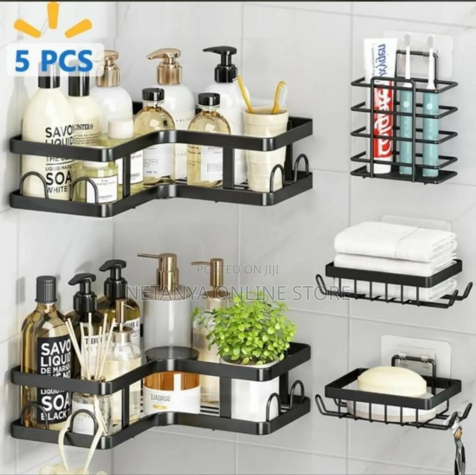 5pcs Corner Shower Rack
