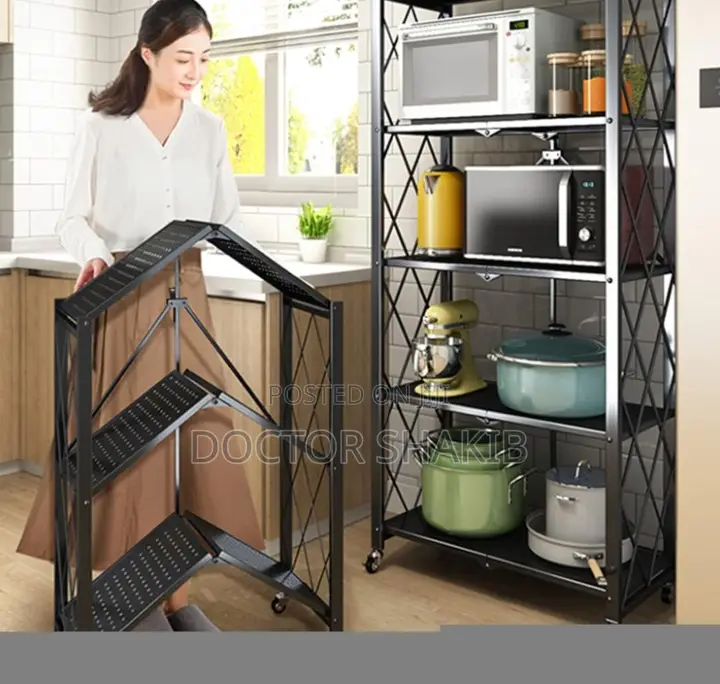 Heavy Duty Foldable 5-Tier Kitchen Storage Rack