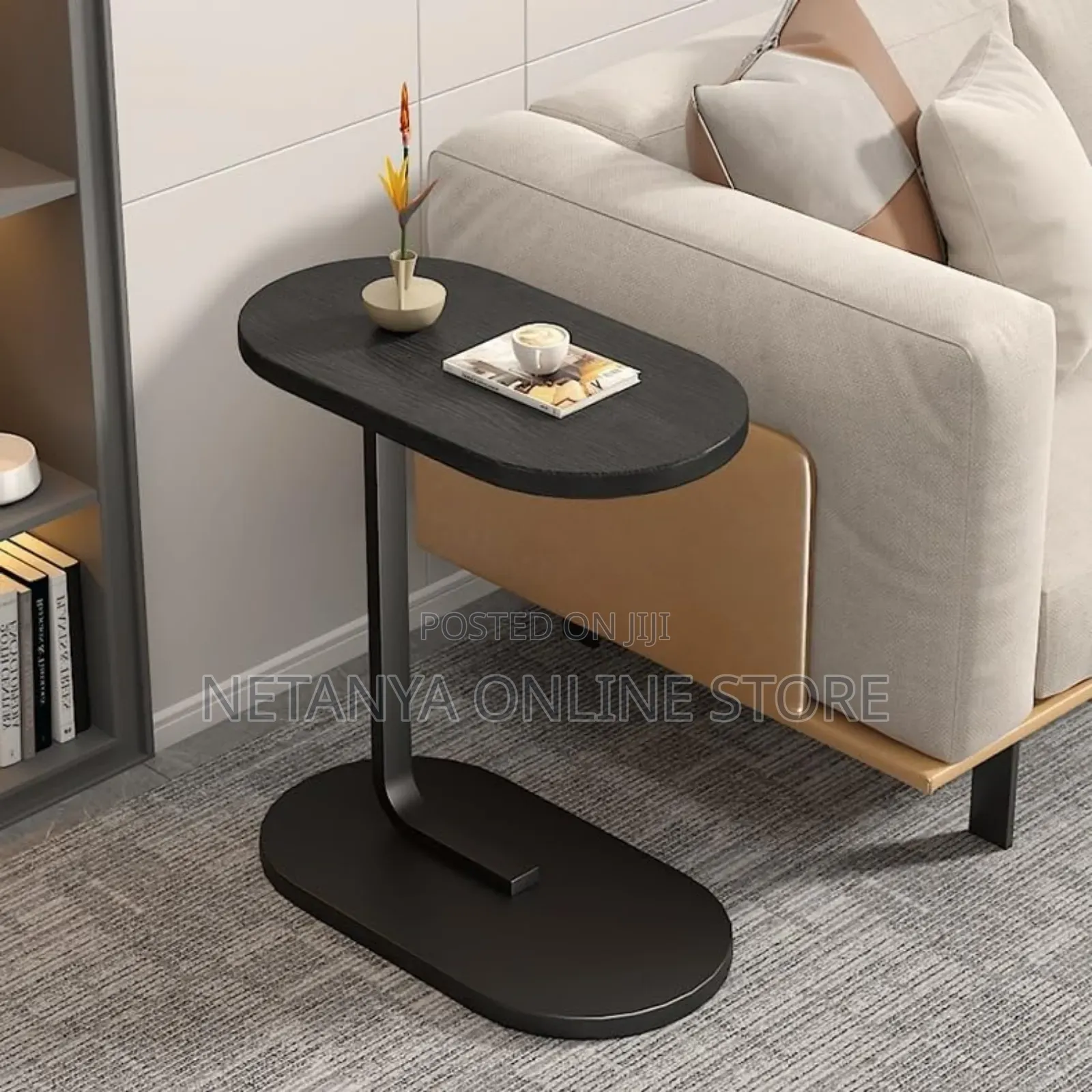 Multipurpose C-Shaped Side Table