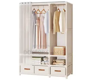 Portable Bedroom Clothes Hanger Storage Cabinet