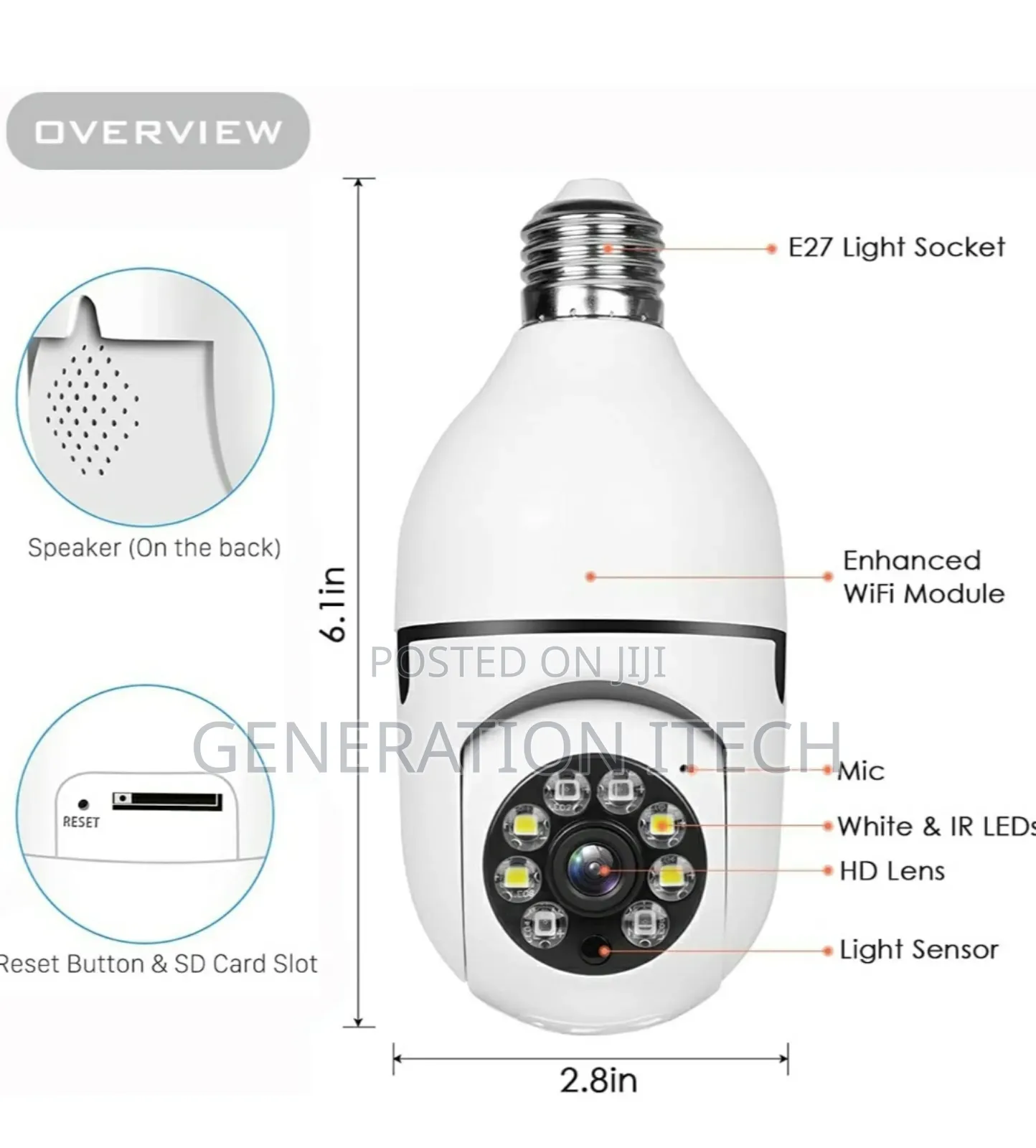 Smart Wifi Security Camera - Bulb Shape With 2 Way Audio