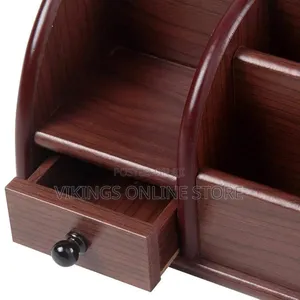 Multi Functional Wooden Desk Pen Organizer