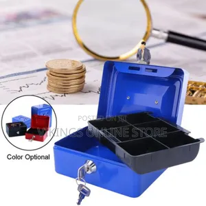 6" Inch Small Key Lock Petty Cash / Piggy Money Box Tin Safe