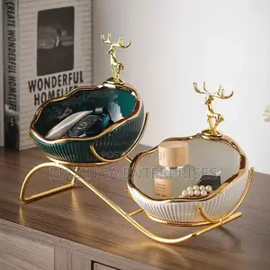 Double Decorative Deer Bowls With Essentials Storage Space