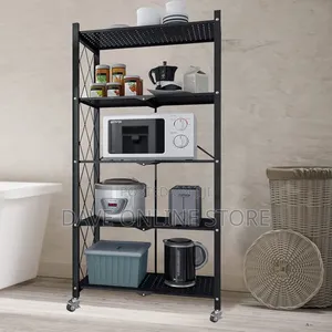 Storage Shelves 5-Tier Foldable, Rack Microwave Oven Stand,