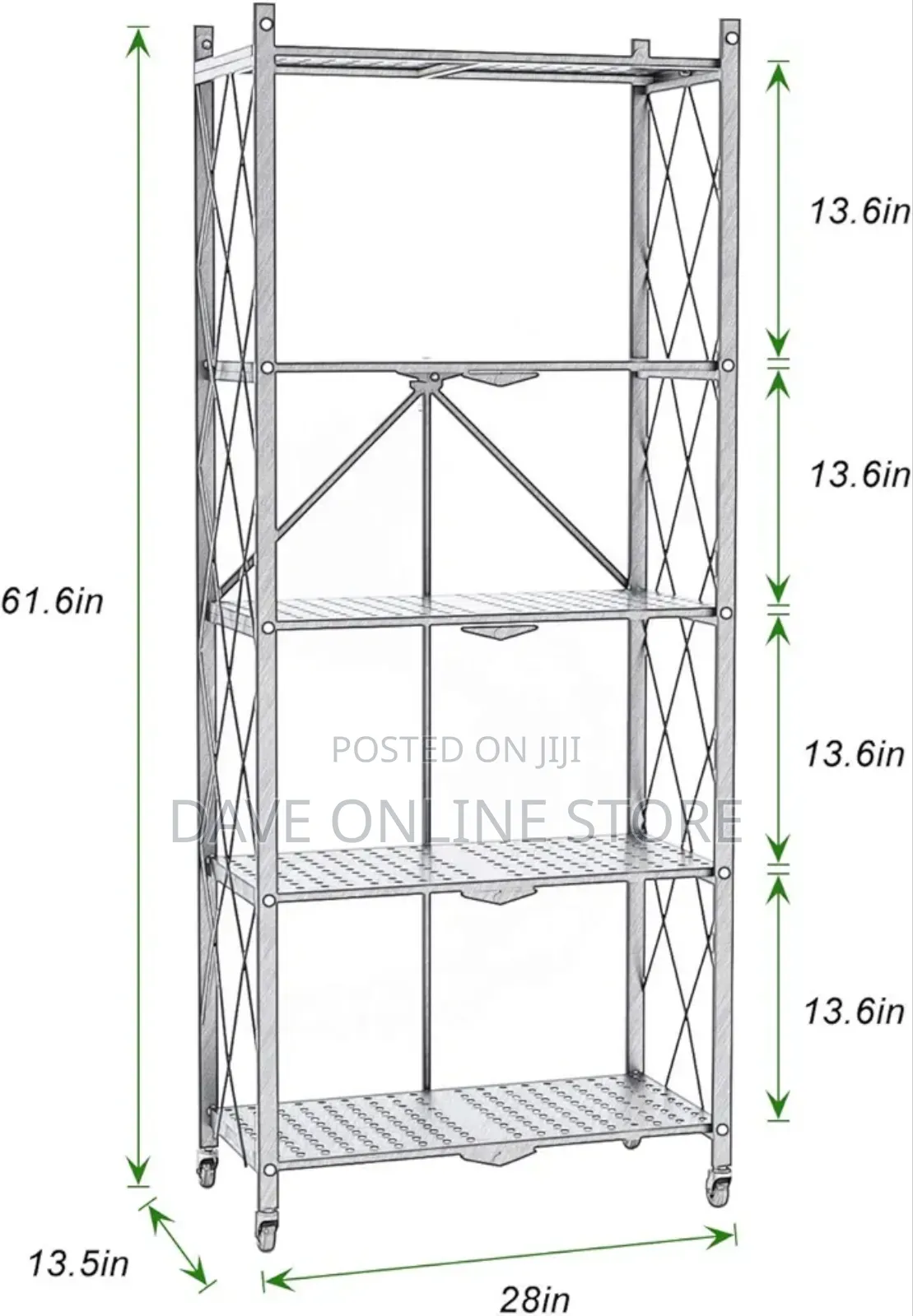 Storage Shelves 5-Tier Foldable, Rack Microwave Oven Stand,