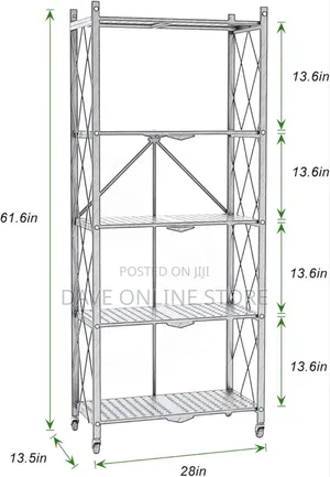 Storage Shelves 5-Tier Foldable, Rack Microwave Oven Stand,