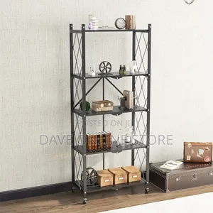 Storage Shelves 5-Tier Foldable, Rack Microwave Oven Stand,