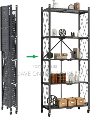 Storage Shelves 5-Tier Foldable, Rack Microwave Oven Stand,