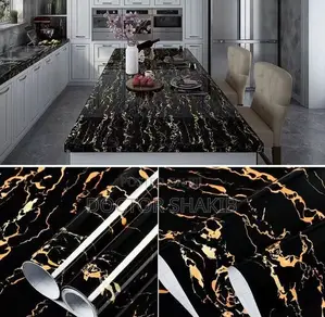 Waterproof Black Gold Marble Vinyl Wallpaper