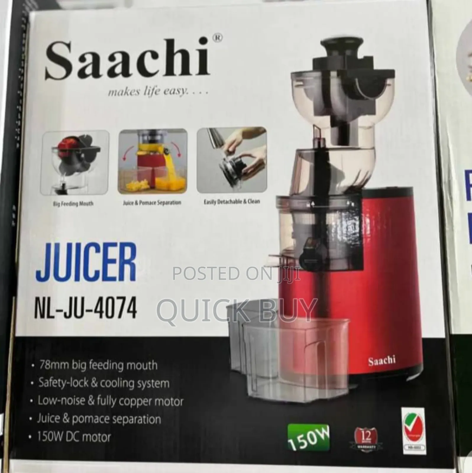 Assured Quality Saachi Slow Masticating Juicer