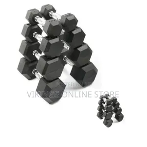 Pair of Rubber Coated Dumbbells 5kg Each- Multicolour