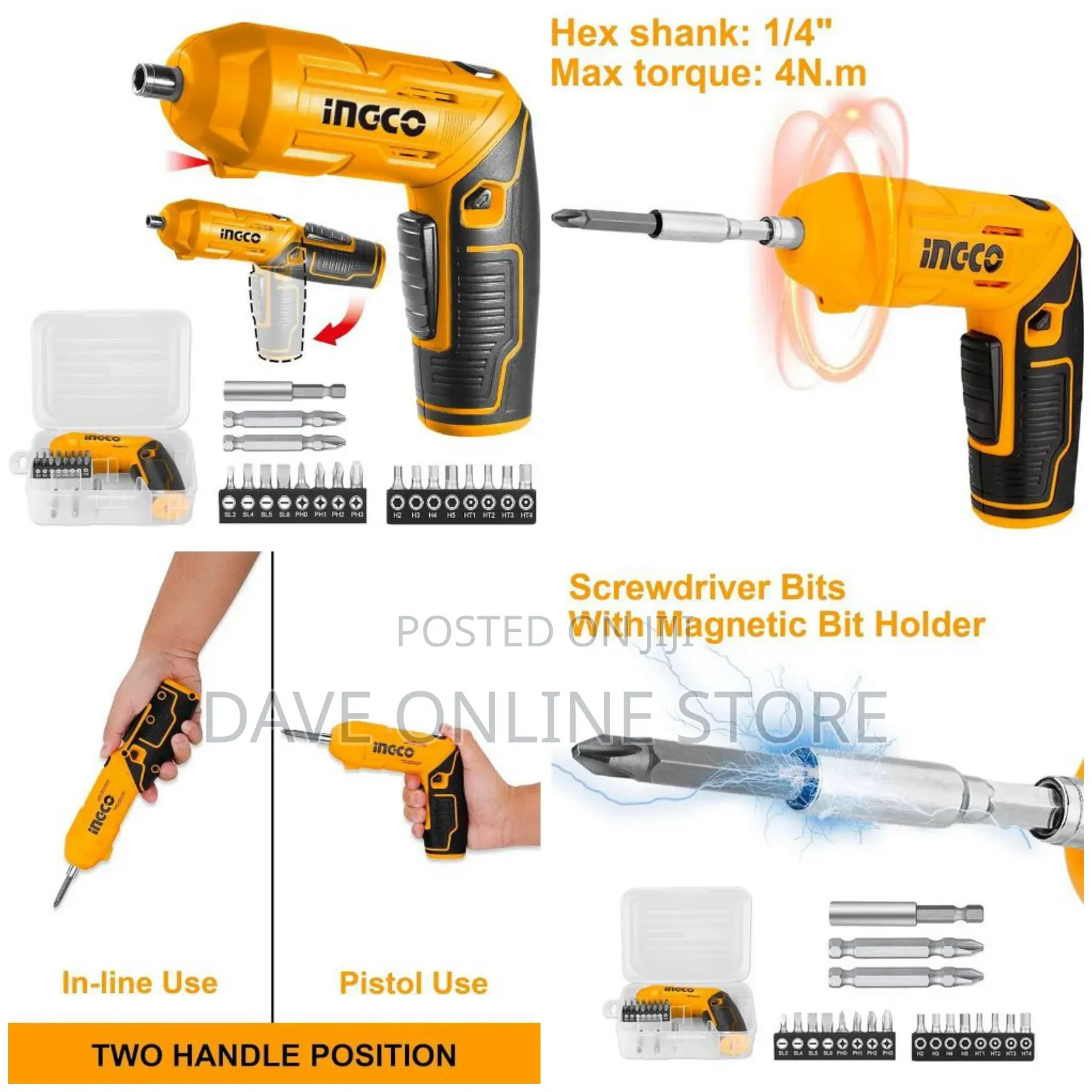 INGCO 4V Screwdriver, Rechargeable Power Drill Driver Set