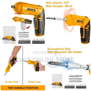 INGCO 4V Screwdriver, Rechargeable Power Drill Driver Set