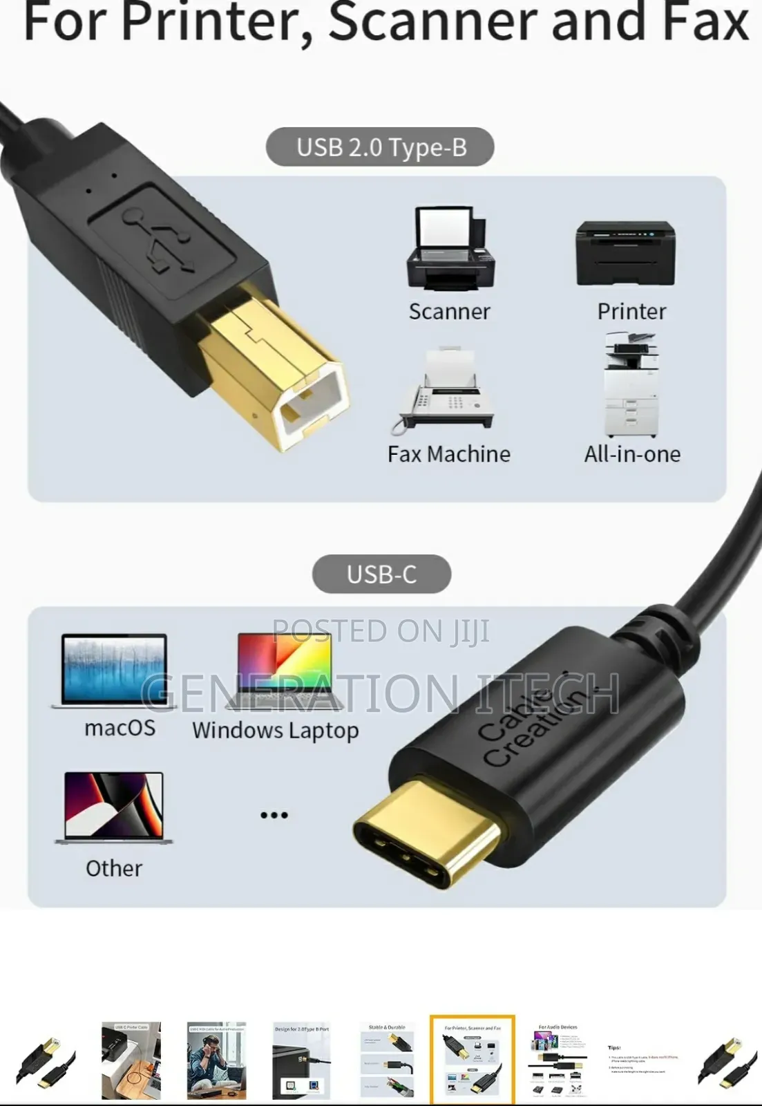 Type C to Printer Cable