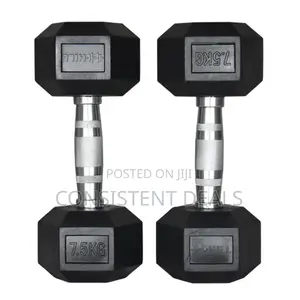 7.5kg Pair Hex Cast Iron Dumbbells