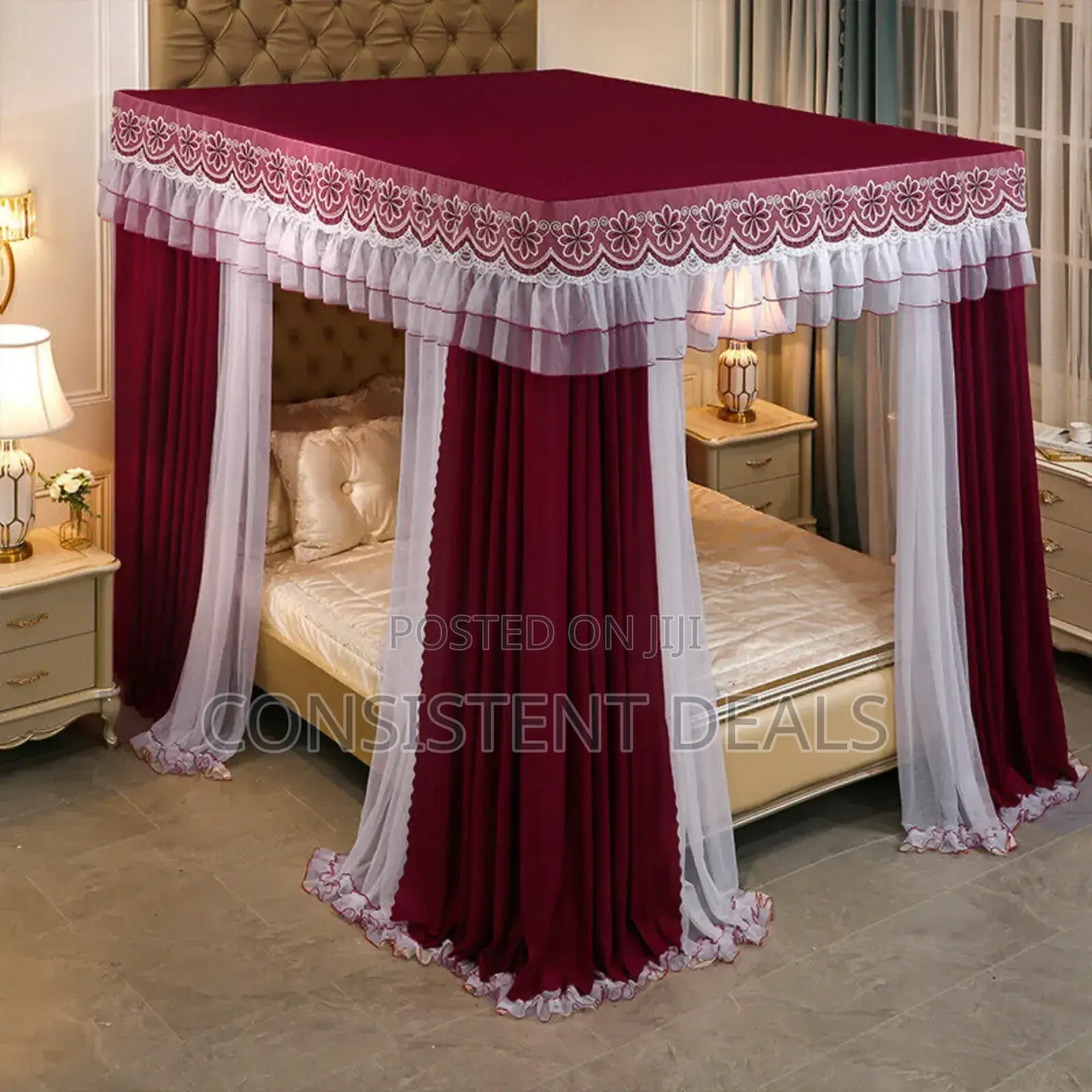 4 Stand Mosquito Net With Curtains