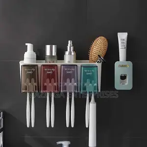 Wall Mounted Toothbrush Holder With Toothpaste Dispenser