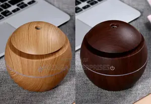 Portable Round Wooden Desk Cool Mist Aroma Humidifier