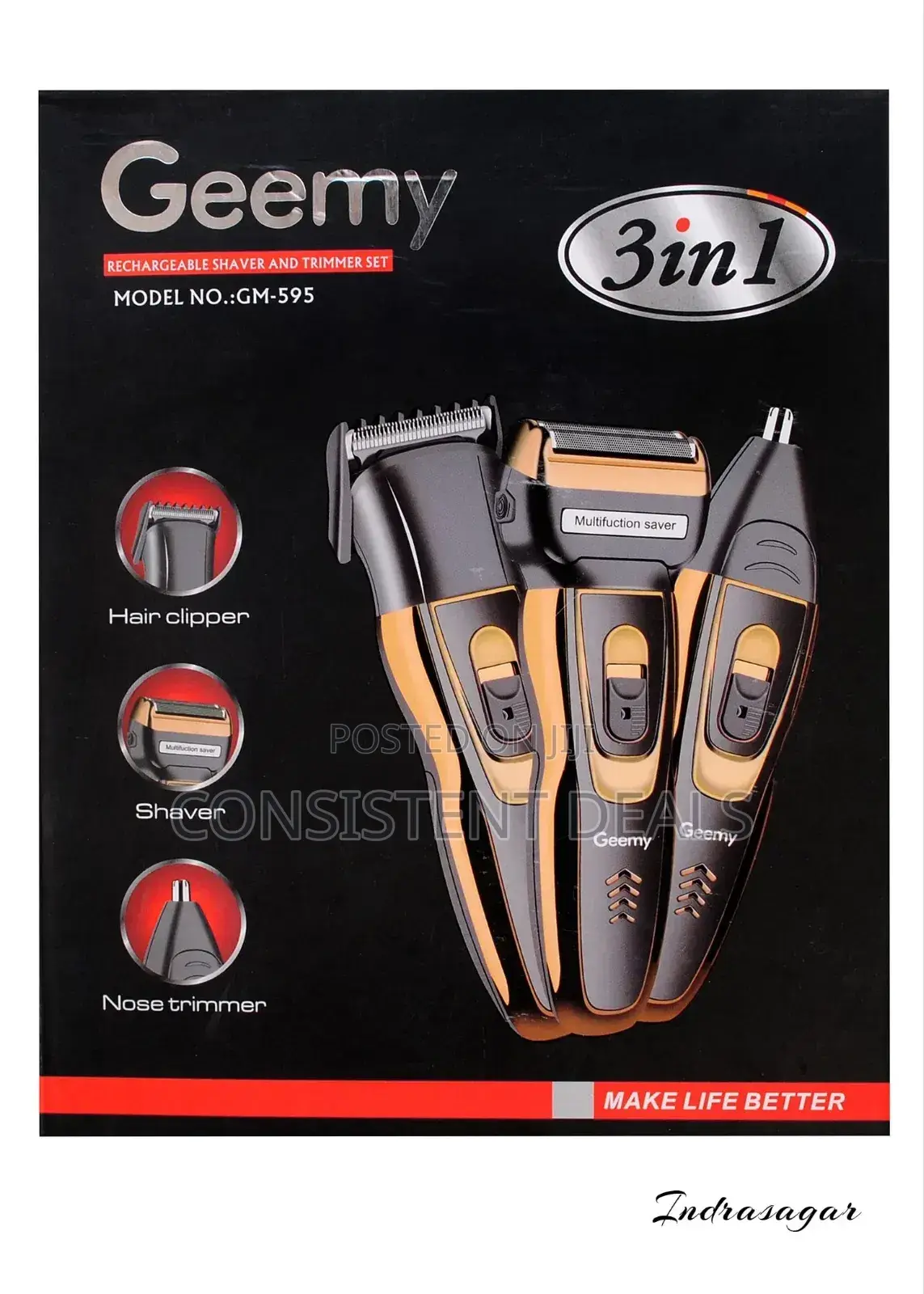 Geemy 3in1 Rechargeable Shaver Kit