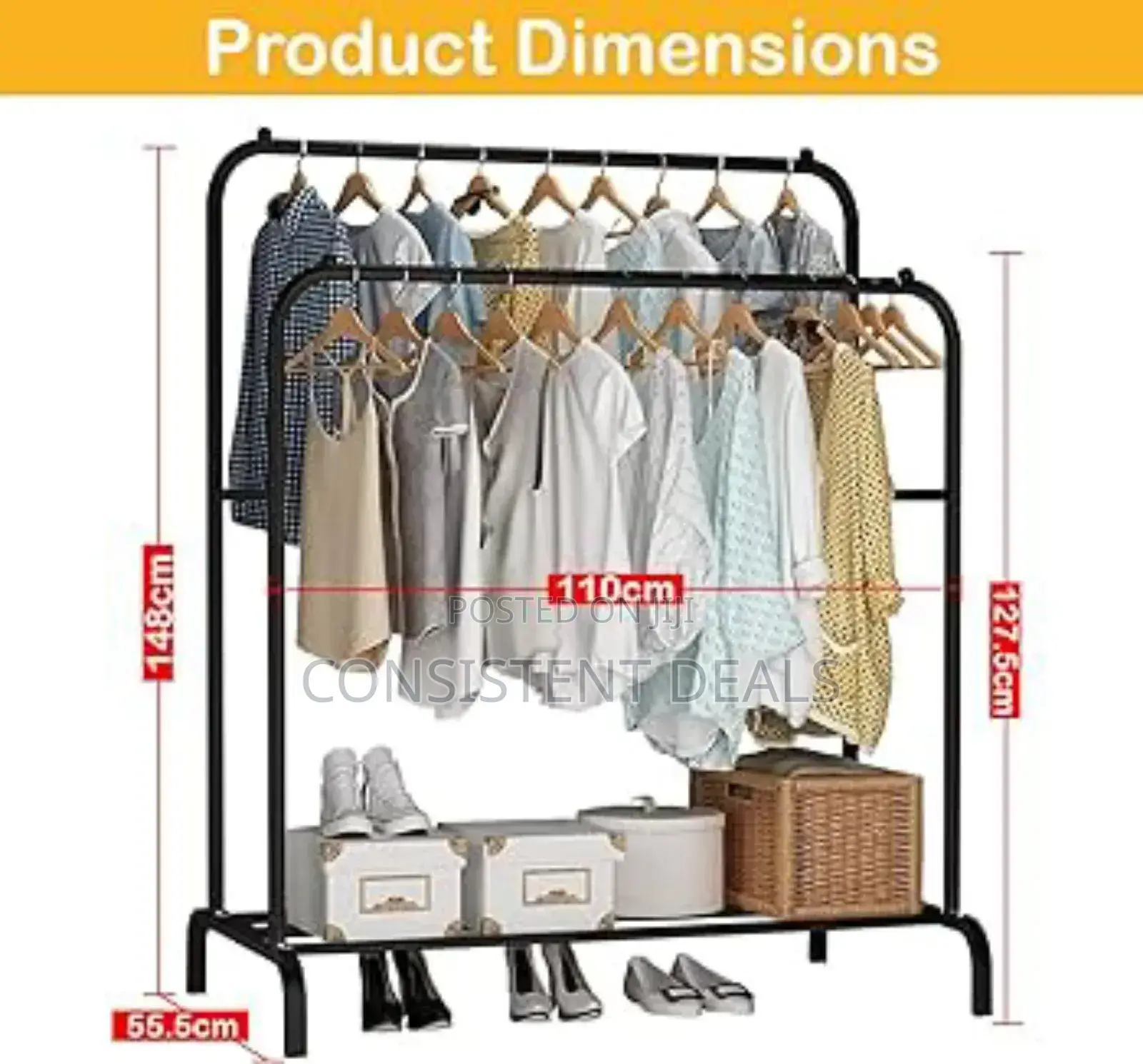 Multifunction Double Rod Clothes Hanger Rack
