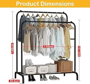 Multifunction Double Rod Clothes Hanger Rack