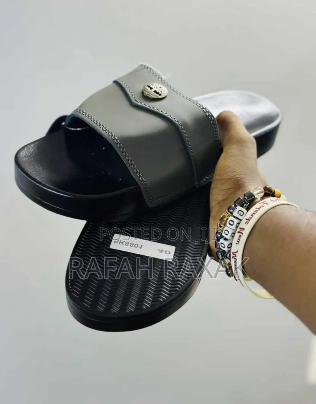 Original Men’S Grey Leather Timberland Push in Sandals