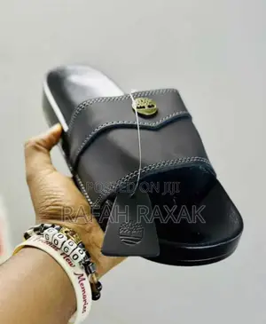 Original Men’S Black Leather Timberland Push in Sandals
