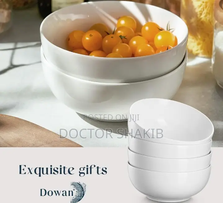 6pcs White Stackable Ceramic Serving Bowls