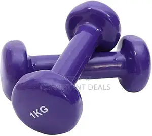 Pair of 1kg Vinyl Coated Dumbells
