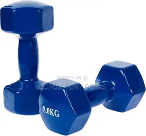 8kg Pair of Vinyl Coated Cast Iron Dumbbells