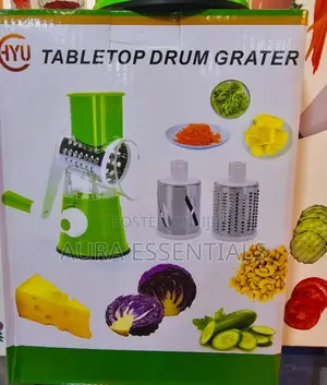 Manual Tabletop Drum Cheese Grater 3 in 1 Rotary Slicer